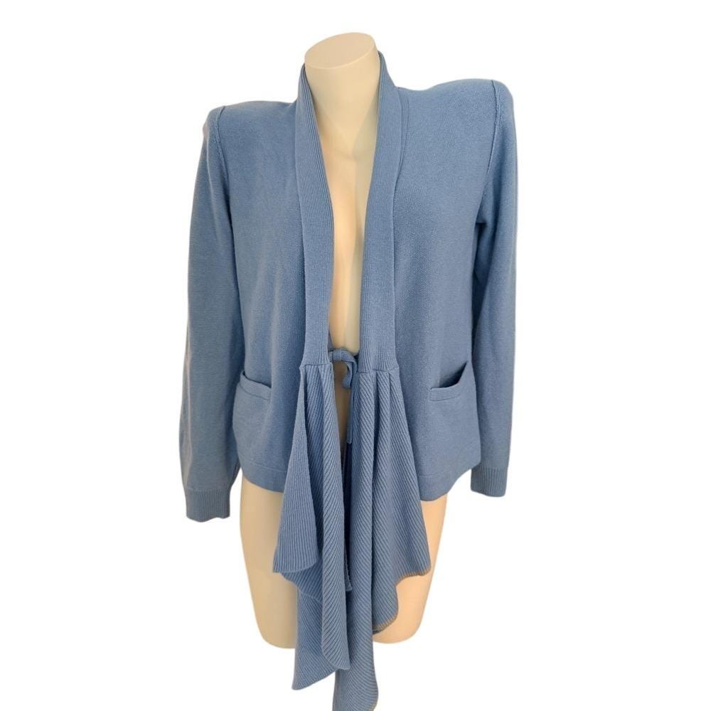Sonia Rykiel Italy Blue Tie Front Drape Knit Cardigan Sweater Size 36 Small